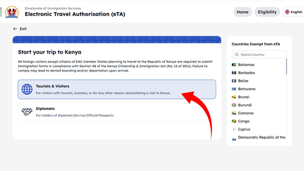 Kenya eTA application process