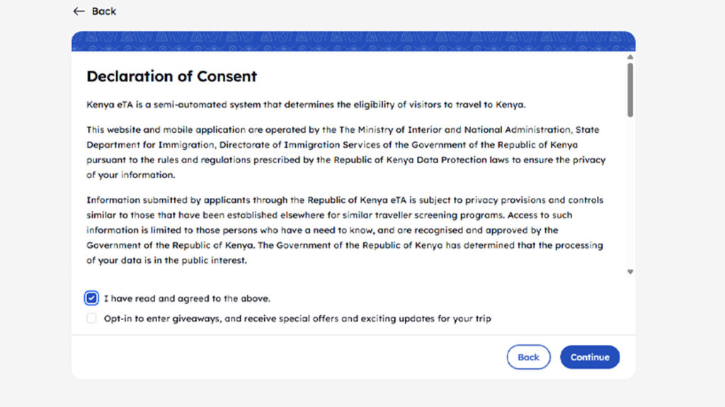 Kenya eTA application process
